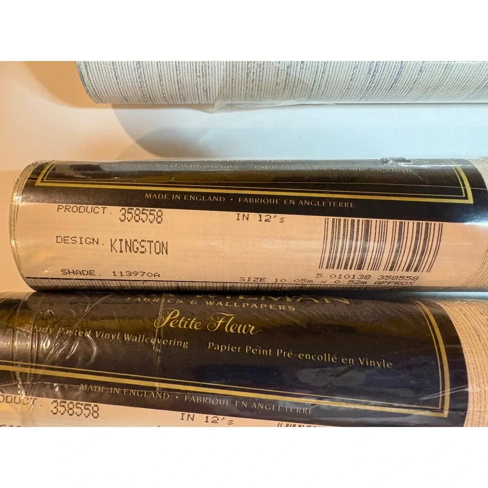 Lot of 3 John Wilman Petite Fleur Wallpaper Rolls Ready Pasted Vinyl VTG